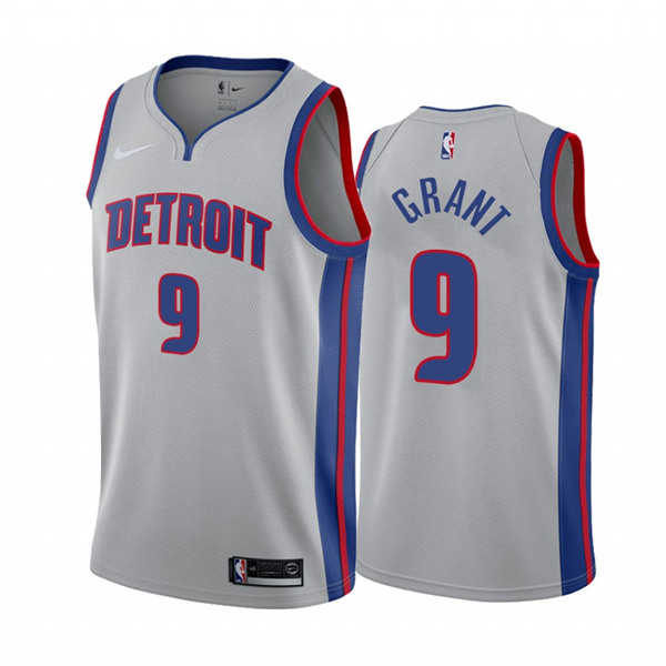 Men's Detroit Pistons #9 Jerami Grant 2020-21 Grey Stitched NBA Jersey